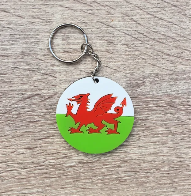 Welsh Dragon Flag Keyring Acrylic Lasercut Keychain St Davids Day Gift Wales 5cm