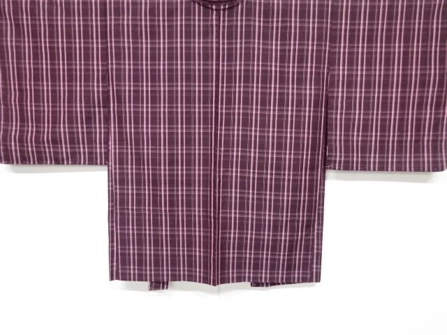 6734388: Japanese Kimono / Antique Haori / Tsumugi / Woven Grid