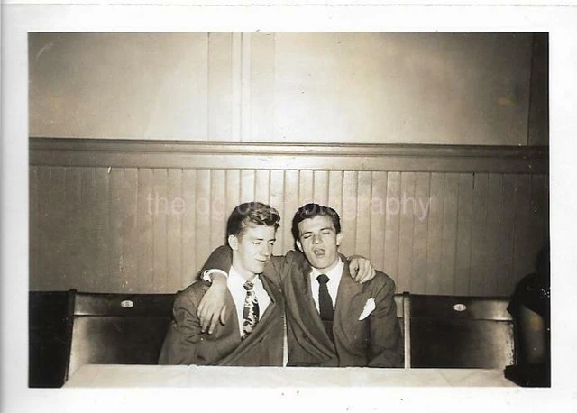 Vintage SMALL FOUND PHOTOGRAPH bw MID CENTURY MEN Original Portrait 19 13 P