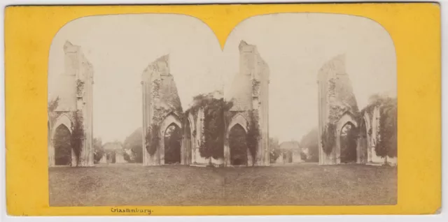 Somerset stereoview-Glastonbury Abbey, looking West