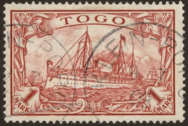 German 1900 Togo Mi16 Unwmk 1M Mark Yacht Used KLEIN POPO Africa Colony 106862