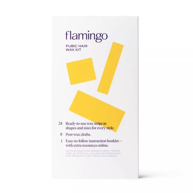 NUEVO Kit de cera para el cabello púbico Flamingo 24 tiras listas para usar en caja