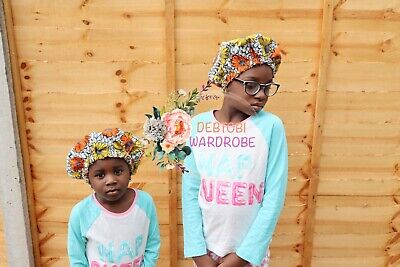 Bambini Stampa Africana Ankara di raso double face COFANO naturale cura dei capelli età 3 a 9