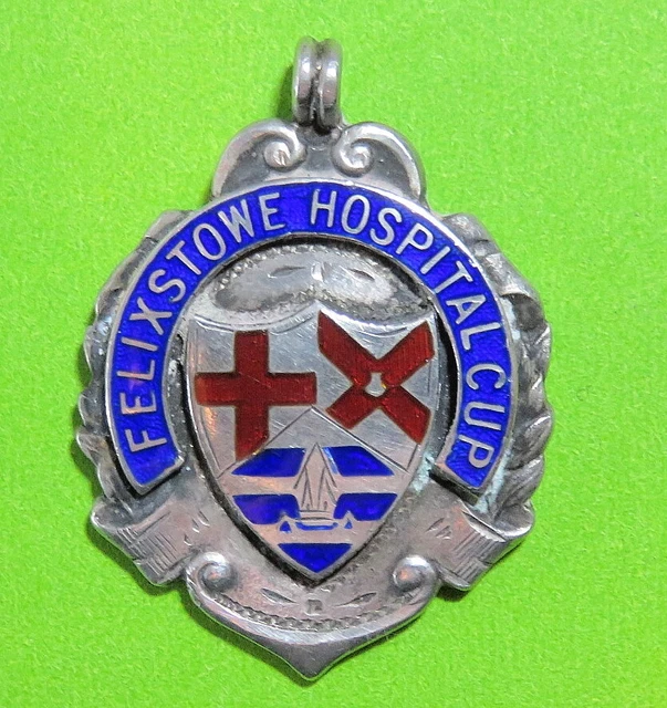 FELIXSTOWE HOSPITAL CUP Runners Up 1936-37 Silver Enamel Football Medal