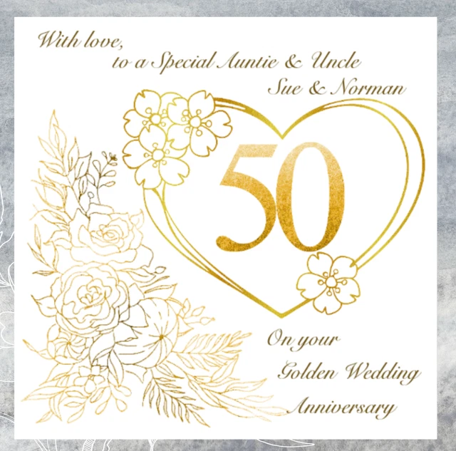 PERSONALISED GOLDEN WEDDING Anniversary Card Husband Wife Daughter Son ...