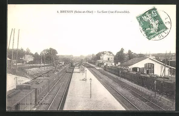CPA Brunoy, La Gare, 1909 overview