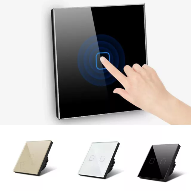 Switch Touch Panel 1/2/3 Gang Way LED Light Switch 220V 230V Screen Wall Glass