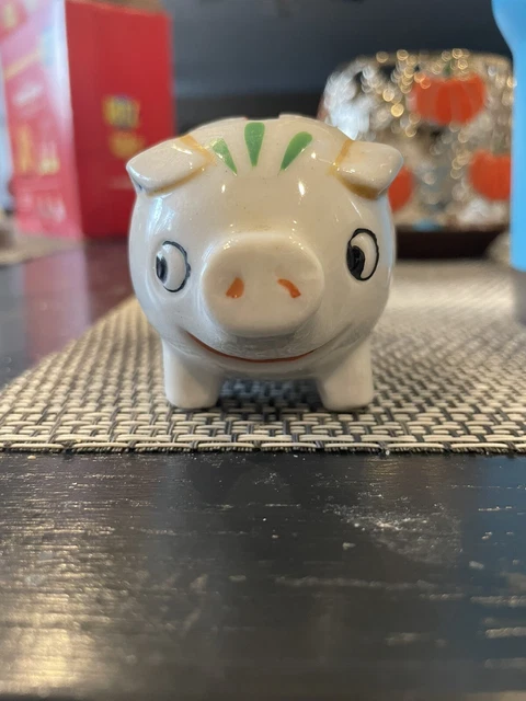 Small Vintage Ceramic Piggy Bank Japan 3" x 2"