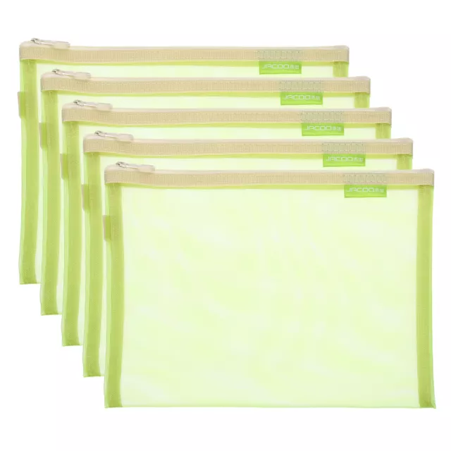 5pcs Mesh Cosmetic Bags, A5 Nylon Zipper Bag Travel Toiletry Pouch, Green