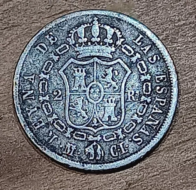 Moneda De Plata 2 Reales  1847 Isabel Ii  Rara Unificamos Pedidos
