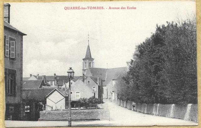 89 - CPA QUARRÉ-LES-TOMBES - Avenue des Écoles - G. Gervais publisher - Burgundy