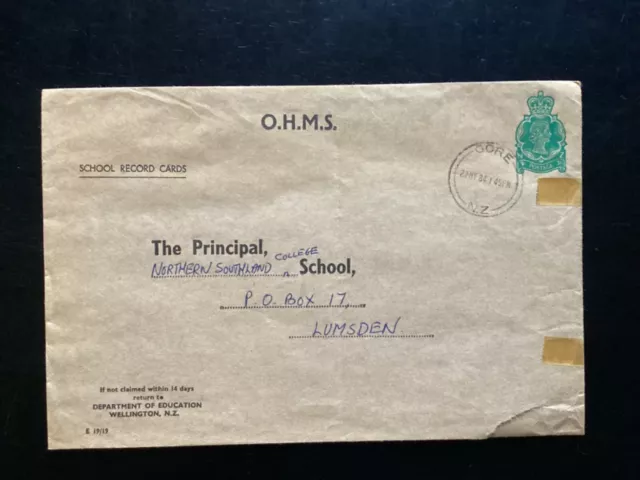 NZ 1984 3c Department of Education OHMS Cover, Gore CDS postmark (NZF261)