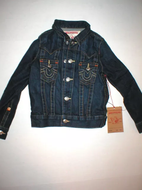 New  $178 Boys Girls NWT S True Religion Designer Jean Jacket Dark Jimmy Western