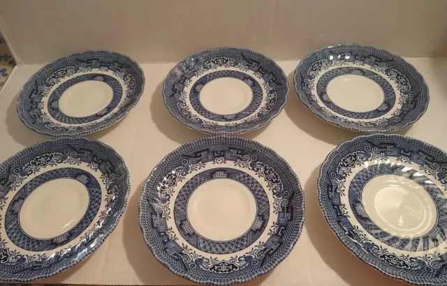 Royal Wessex Blue Willow 5 1/2" Saucer Made in England - set of 6