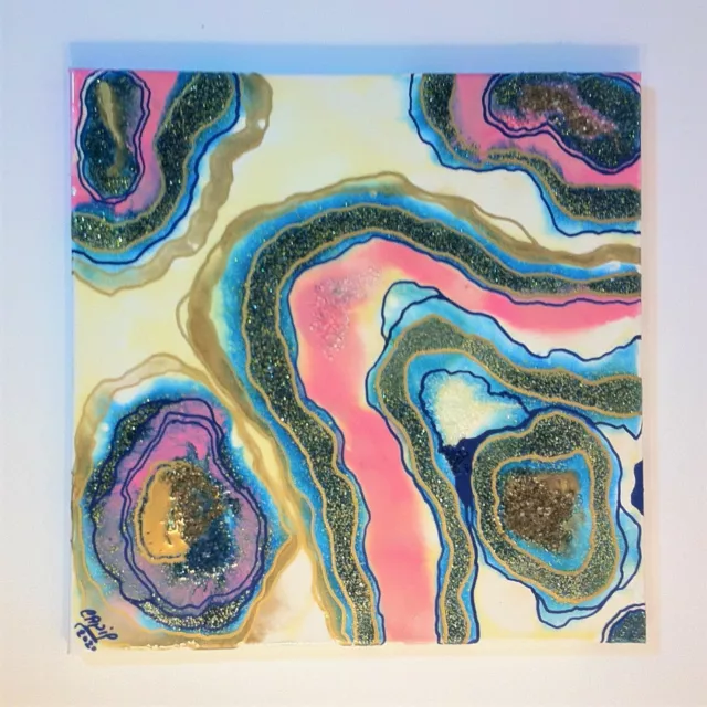 Pink Abstract Original Handmade Resin Artwork/ Resin Wall Art/Home & Living Dec.