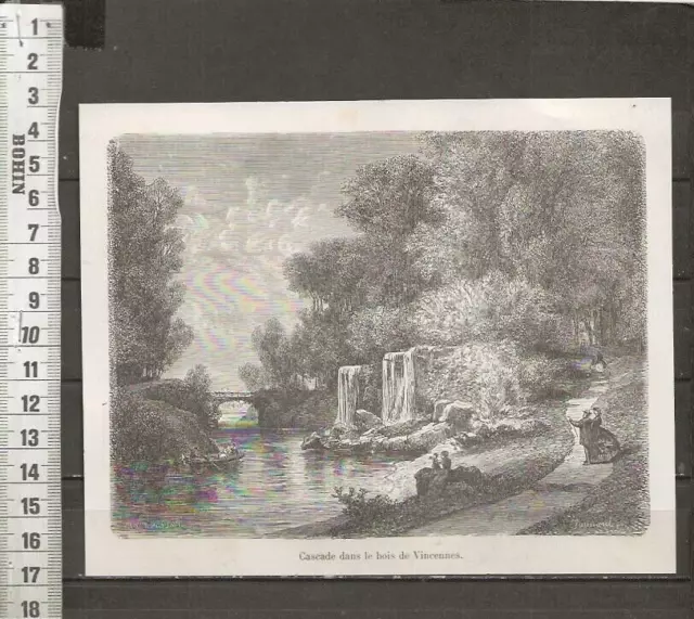 G533 / Engraving / Paris / Cascade In The Woods Of Vinennes