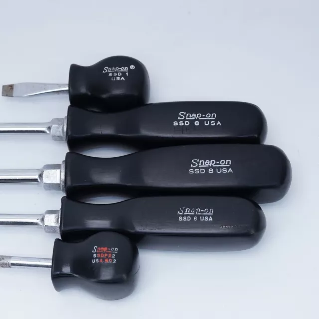 Snap-on Screwdriver Lot SSD 8, SSD 6, SSD 1, SSDP 22 Stubby Flat Head Tools USA