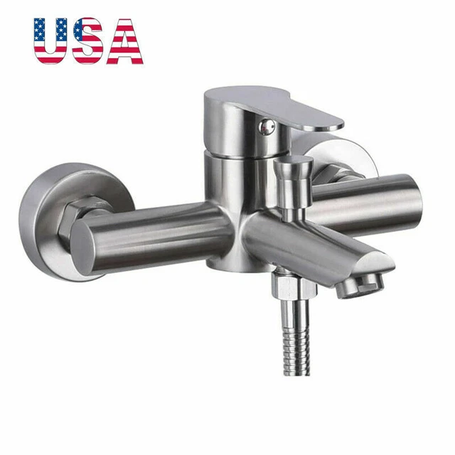 Bathroom Shower Faucet Wall Mounted Triple Bathtub Mixer Valve Control Water Tap