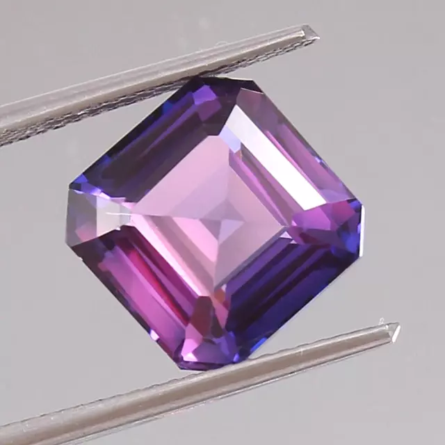 AAA Natural Bi Color Ceylon Purple Sapphire Loose Asscher Cut Gemstone 7.55 Ct