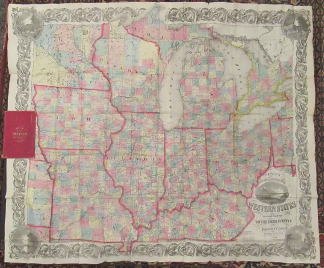 1856 Colton's Railroad and Township Map of the Western States