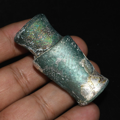 Authentic Ancient Roman Glass Bottle with iridescent Patina Ca. 2nd Century