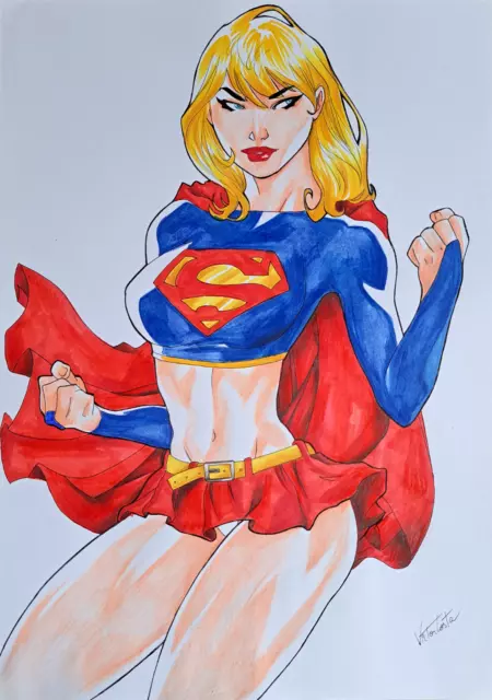 Supergirl 5 Sexy Amazing Original Pinup Page By Victor Costa  F2