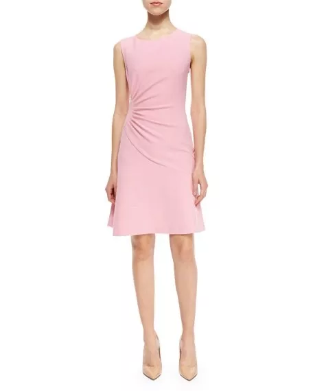 Diane Von Furstenberg Dayna Fit & Flare Dress Size 10 Pink Sleeveless Ruched