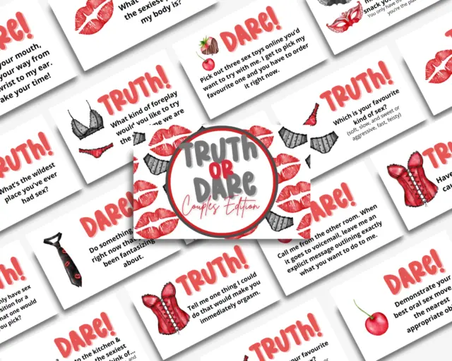 Couples Truth or Dare, Drinking Game, Adult Party Games, Valentines Cards