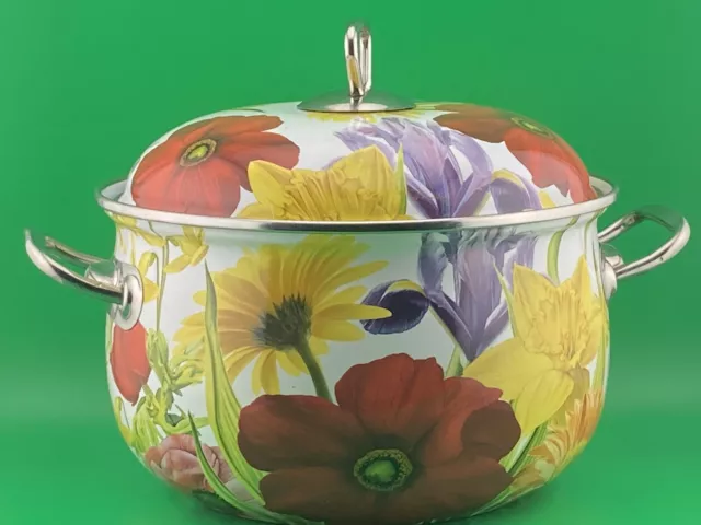 THE PIONEER WOMAN CHEERFUL ROSE ENAMEL ON STEEL DUTCH OVEN WITH LID 4 QUART  HTF