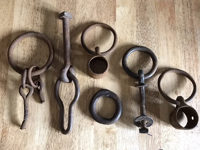 Antique Vintage Primitive Hook Ring Forged Iron Steampunk Repurpose Farmhouse