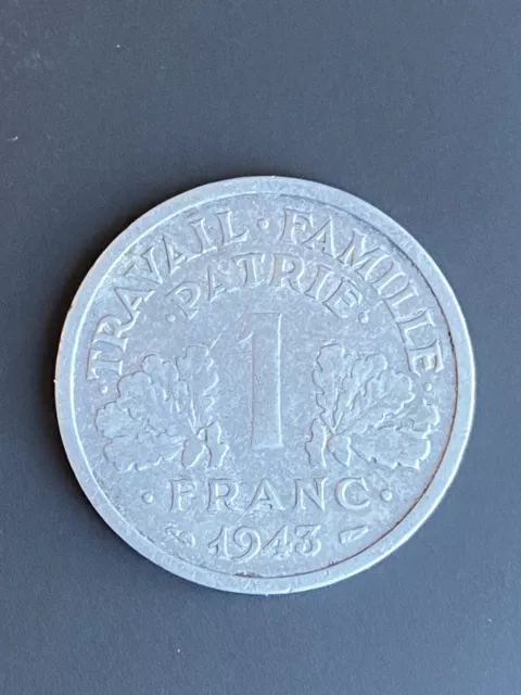 1 Franc 1943 Aluminium Très Bon État Francisque Très Rare