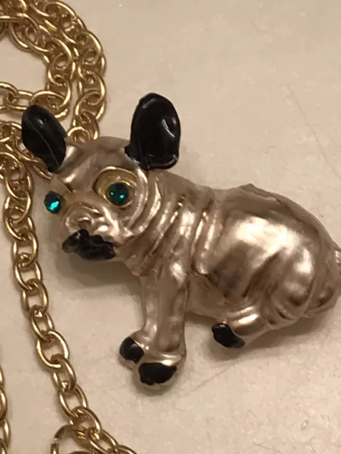 Betsey Johnson Alloy Enamel Crystal Dog Pendant Chain Necklace Brooch NWT