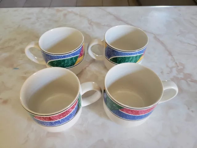 Sango Flair 91 Multi Color Decorative Mug Cup - 3" Tall 3.25" Wide 4pc Set