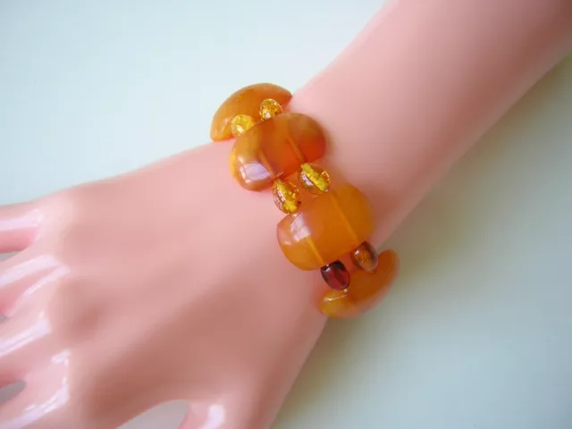 Nature Ambre Bracelet D'Miel Cognac Cabochon & Olives 15,5 G