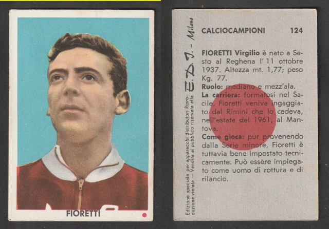 FIGURINA CALCIATORI CARTONATA EDI EDJ 1961 CALCIOCAMPIONI n.84 SASSI