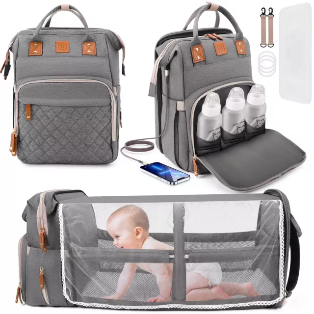 3 in 1 Baby Diaper Bag Backpack with Changing Station for Travel Waterproof US