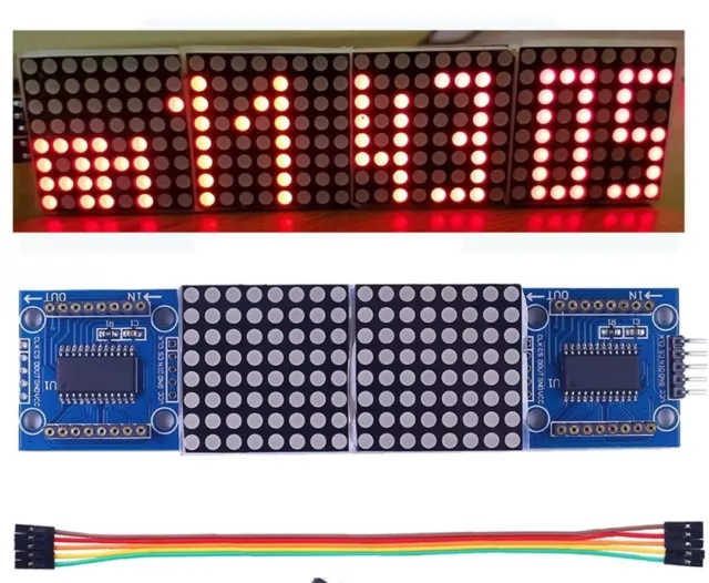 4 in 1 matrix RED led display module max7219 5p line 8x32 Arduino USA seller