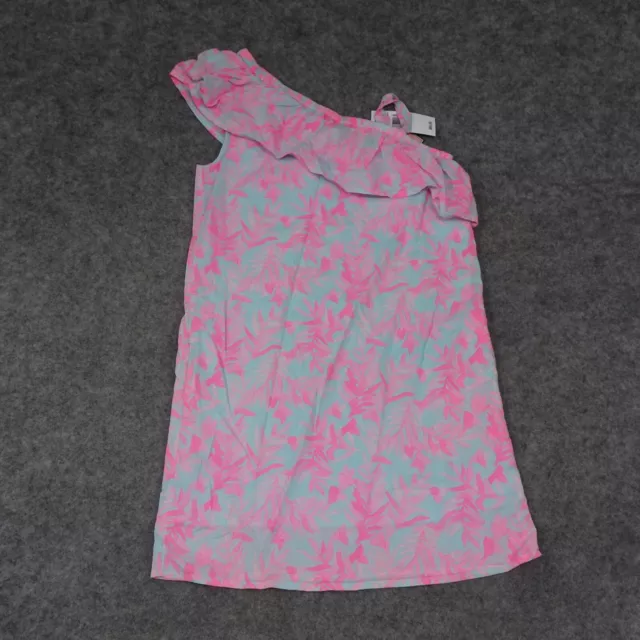 Vinyard Vines Dress Girls 8 Pink Blue Floral One Shoulder Sundress Layered Top