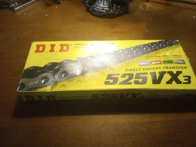 D.I.D. Pro Street 525VX3 Motorcycle Chain Direct Energy Transfer