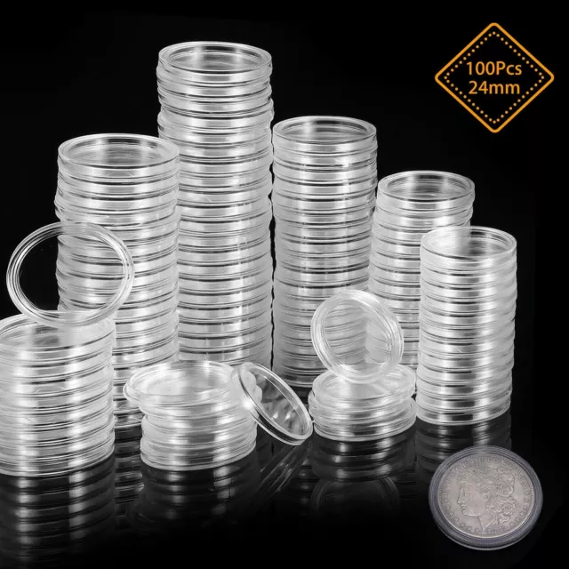 Durable Coin capsules Collection 24mm Box Container Plastic Protection