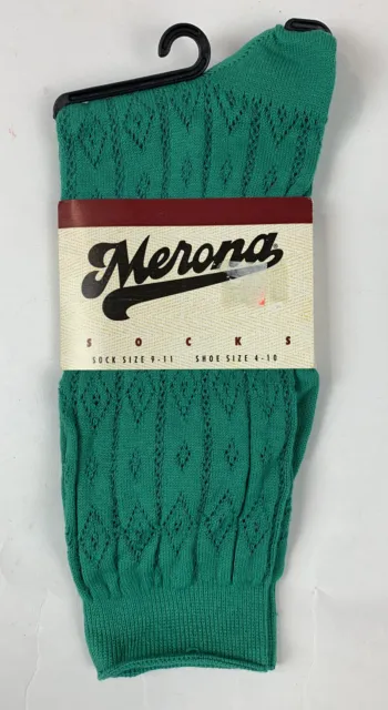 Vintage 90's Merona Womens Socks Slouch Crew Textured Green Shoe Size 4-10