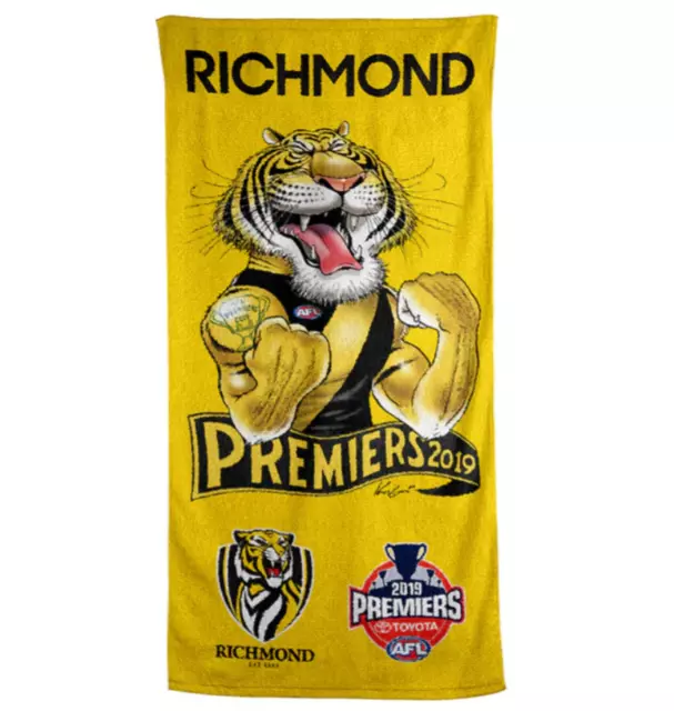 Richmond Tigers AFL Premiers 2019 Caricature Beach Towel!