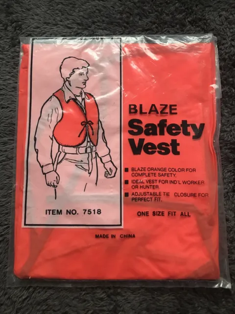 NIP Blaze Safety Vest Orange Adjustable Tie Hunter Worker One Size Fit All #7518