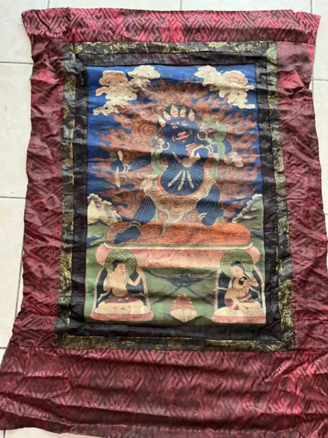 Ancient Tibetan THANGKA PAINTING Buddhism Spiritual Art 36 x 24.5