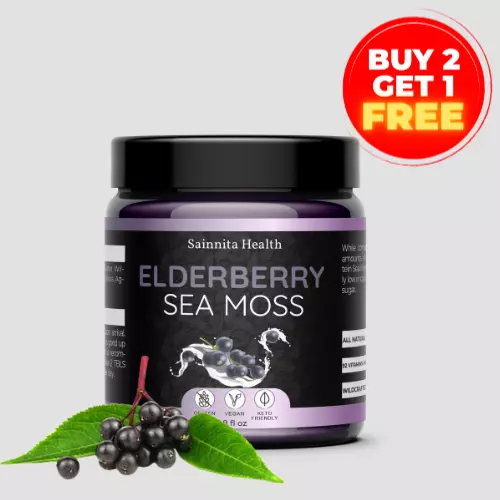 Elderberry Sea Moss Gel Irish Moss | Raw Wildcrafted Superfood Vegan Supplement