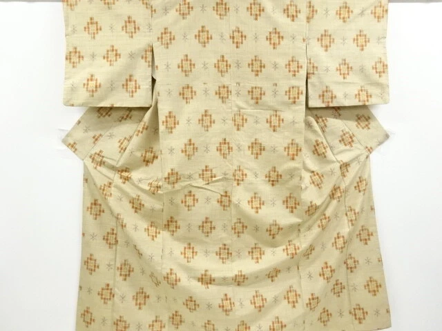 6807102: Japanese Kimono / Antique Kimono / Fushi Tsumugi / Woven Flower