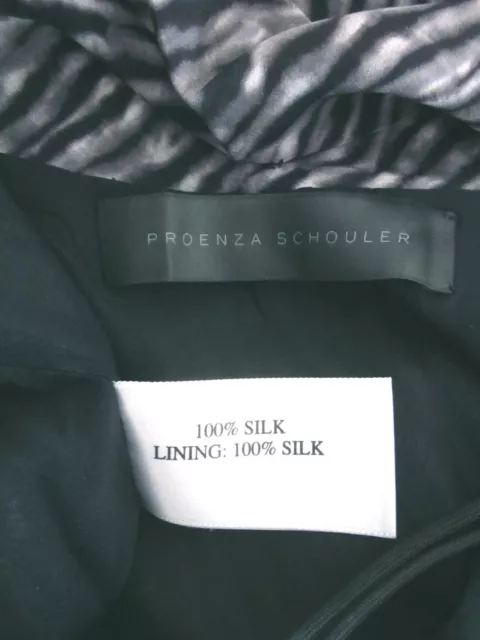 Proenza Schouler 100% Silk Tiger Tie-Dye Dress 6 Pleated Draped Drop Back EUC 3