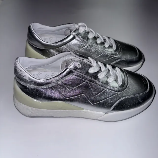 Stuart Weitzman Platform Lace-Up Sneakers Silver Women’s Size 6