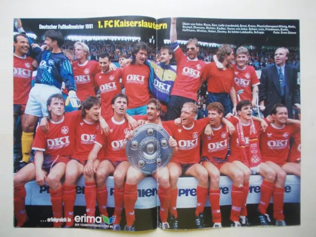 Mannschaftsbild 1.Fc Kaiserslautern Deutscher Meister 1991 Kicker Sonderheft