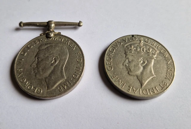British WW2 Medals 1939-1945 Medal The Defence Medal Both Need Repair